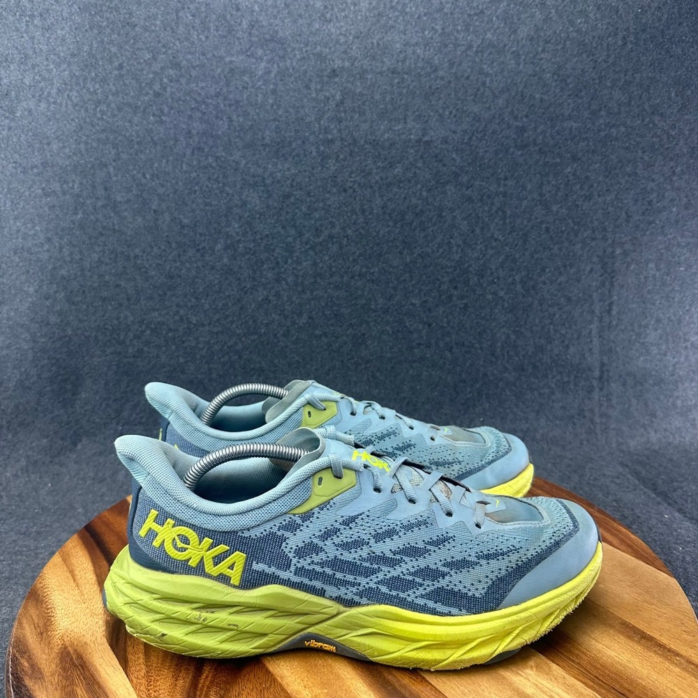 Hoka Speedgoat 5 Cushioned Trail Running Shoes Sneakers Blue Neon Size 11D Men's